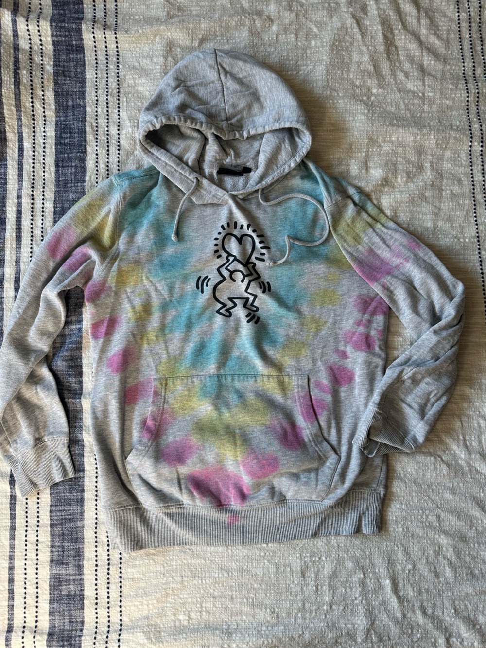 Kids Grey Tie-Dye Hoodie with Pastel Accents